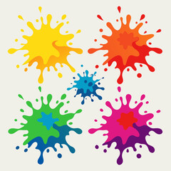 set of Multicolor powder explosion on White background	