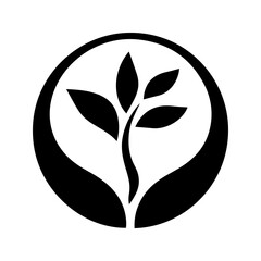 Natural ecological round sprout logo. Minimalist leaves circle icon, symbolizing growth, nature, and sustainability. Perfect for eco-friendly brands, organic products, and environmental initiatives.