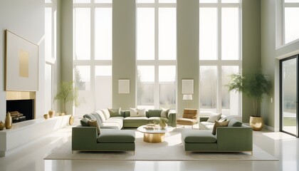 Fototapeta premium white and gold theme interior modern minimalism photo realism