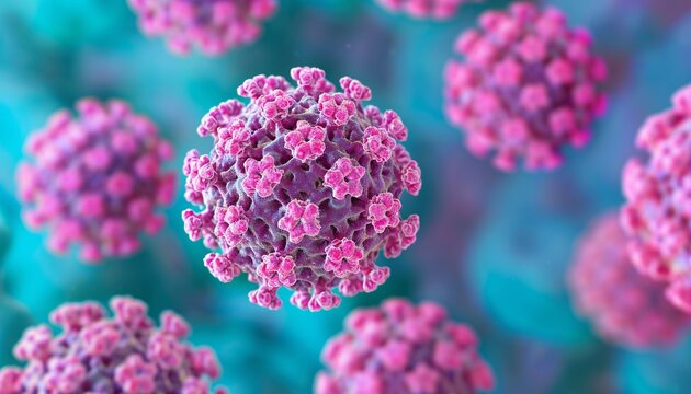 Human papilloma virus  plain blue color scientific background 