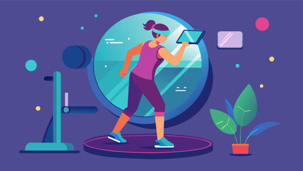 Forget boring treadmill runs the interactive fitness mirror with VR will transport you to new and exciting virtual locations for your cardio workouts.. Vector illustration