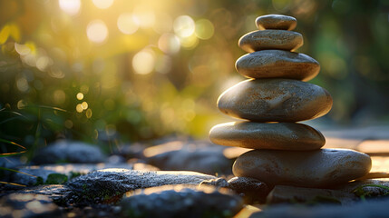 Fototapeta premium Harmony in Balance: Serenity of Stacked Stones