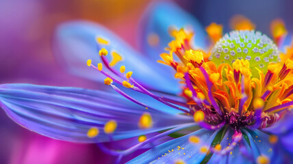Fototapeta premium Extreme closeup of a beauty colorful flower with water drops