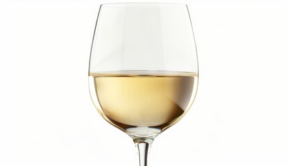 wine glass with white wine isolated on a white background