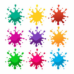 set of Multicolor powder explosion on White background	
