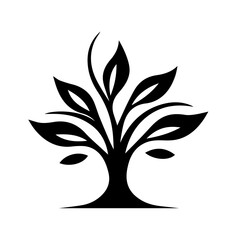 Tree silhouette logo, isolated on white. Minimalist natural icon, symbolizing growth, nature, and sustainability. Perfect for eco-friendly brands, organic products, and environmental initiatives.