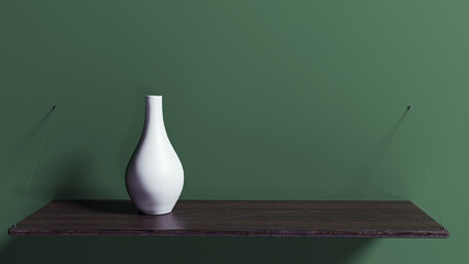 white vase on the shelf, 3d
