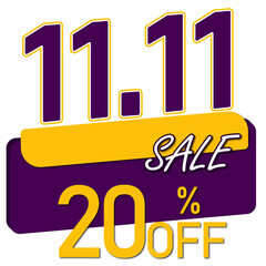 11.11 sale promotion november yellow and purpal icon, vector 