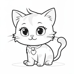 Obraz premium Cute cat coloring page|coloring book page|line art for kids and adults