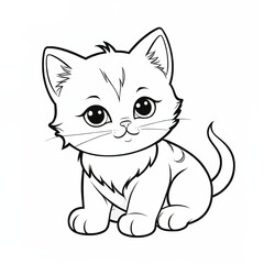 Obraz premium Cute cat coloring page|coloring book page|line art for kids and adults