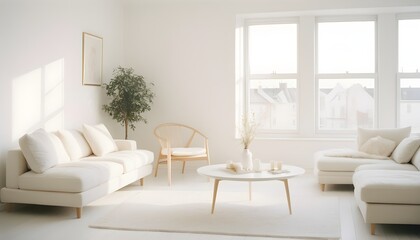 Fototapeta premium white and gold theme interior modern minimalism photo realism