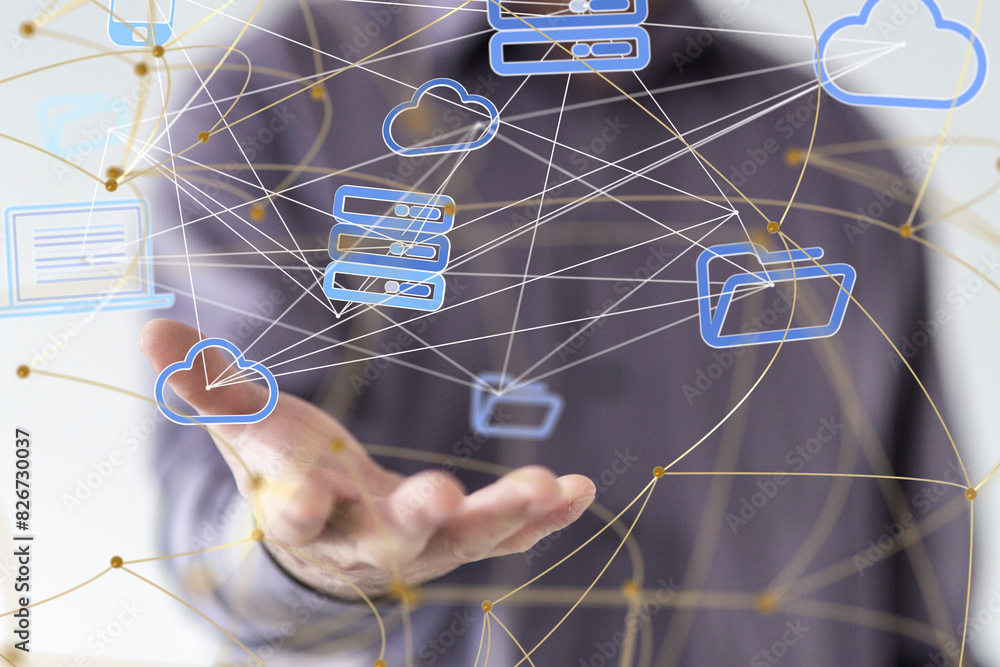 Poster conference Digital Network and data concept 3d