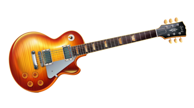 Electric guitar isolated on transparent background.