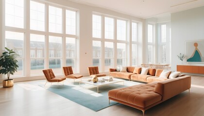 Fototapeta premium white and gold theme interior modern minimalism photo realism