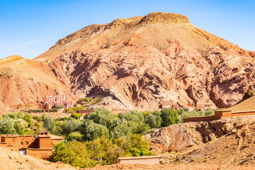 View of desert mountain landscape in Dades valley, Morocco, North Africa