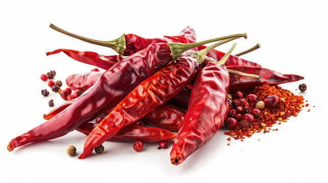 Isolated white background dry red pepper
