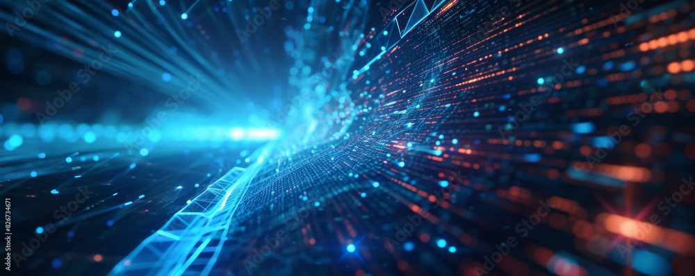 Aufkleber abstract background of digital data flow, futuristic technology and big planet. big data concept wit
