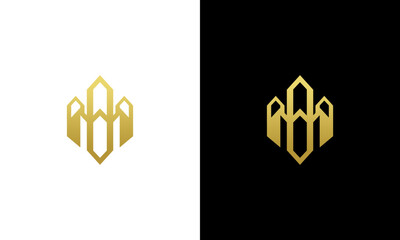 Fototapeta premium letter m abstract building gold color logo design vector