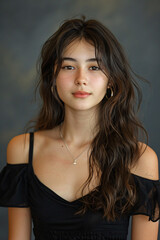 Naklejka premium Yearbook photo of a young Asian American woman
