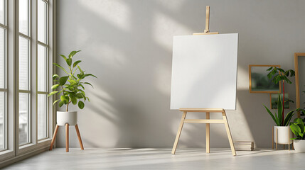 Artist Studio Easel with Canvas Mockup Display