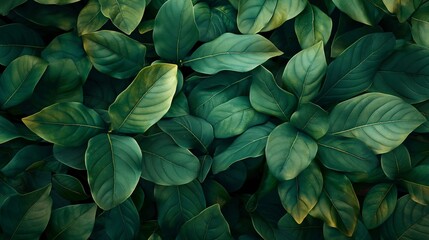 Macro Shot of Lush Tropical Foliage, Textured Layers and Rich Green Tones   Nature Background