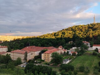 Fototapeta premium sunset panorama of pregue city in czech republic