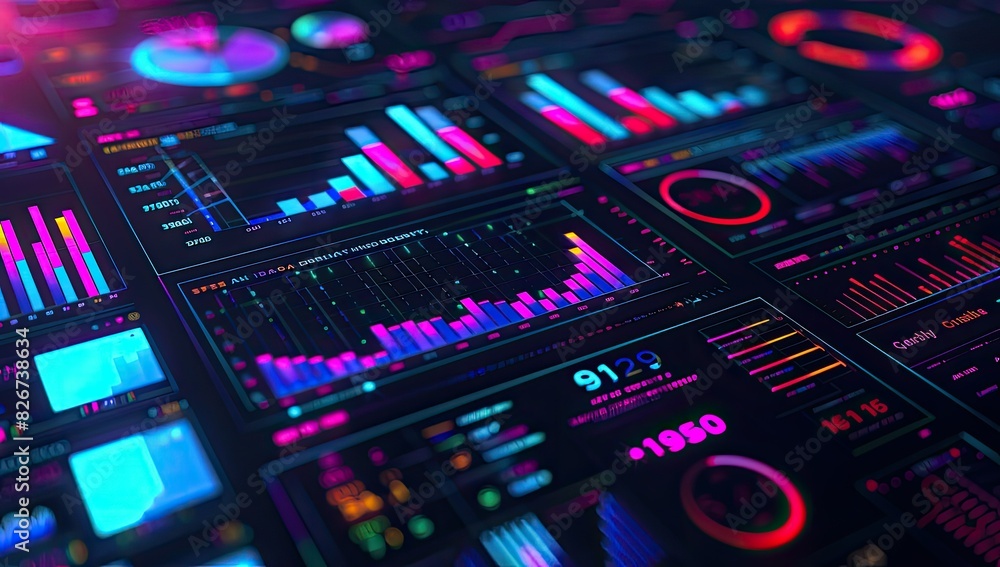 Poster futuristic data visualization interface