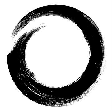 Hand drawn circular brushstroke design. Illustration of a closed circle drawn with artistic brush strokes.