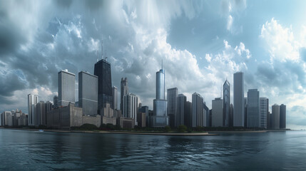 Fototapeta premium Chicago Downtown Buildings Skyline Panorama View