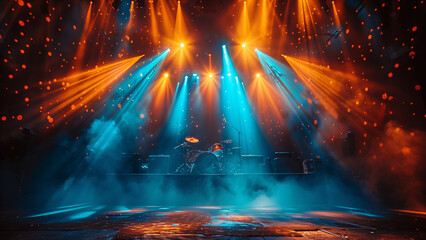 magic fountain in the night Backdrop of Music Concert Backdrop Musical Instruments Stage Speakers...