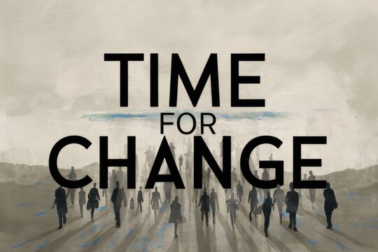 Bold typography "Time for Change" in minimalist design - activism, reform, social movement