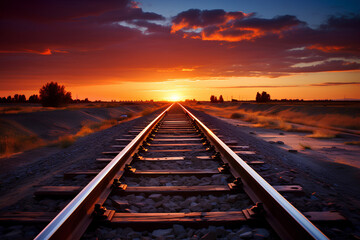 Fototapeta premium railway track in the sunset 