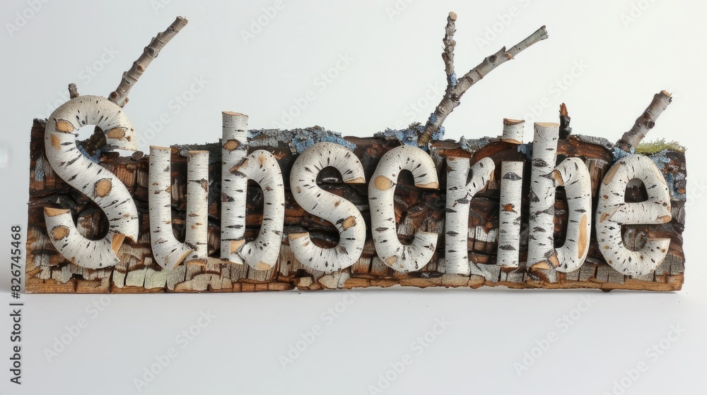 Wall mural Membership and social media symbol created in Birch Twig Letters.