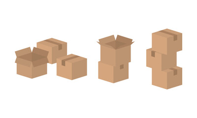 積み重なったダンボールのイラスト