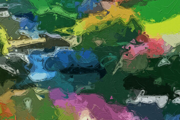 Naklejka premium Oil paintings and various floral landscapes, ponds, chrysanthemums, butterflies, and leaves are beautiful
