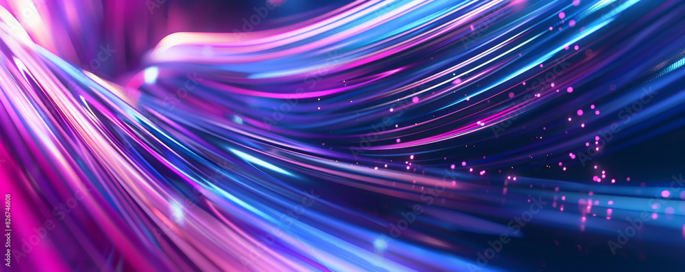 Poster abstract background with colorful light rays and laser beams, glowing lines in motion blur on dark b