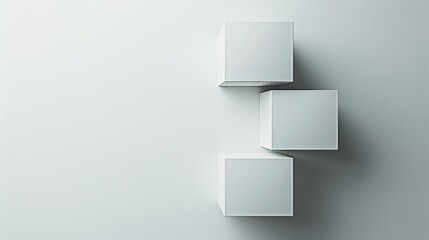 A minimalistic white box with three rectangular layers, each layer slightly smaller than the previous one, creating an abstract geometric composition against a clean background.