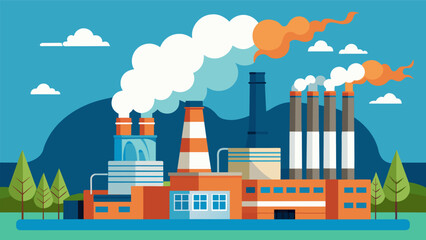 The steady hum of turbines is only punctuated by the occasional loud blast of steam as the thermal power station operates at full capacity to meet the. Vector illustration
