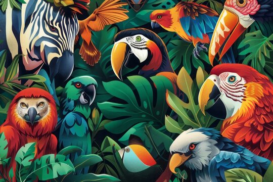 A colorful poster of endangered species from around the world, highlighting the need for wildlife conservation