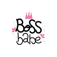 Hand Drawn Boss Babe Calligraphy Text Vector Design.
