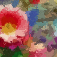 Naklejka premium Oil paintings and various floral landscapes, ponds, roses, peonies, geese, egrets, chrysanthemums, and birds are all beautiful