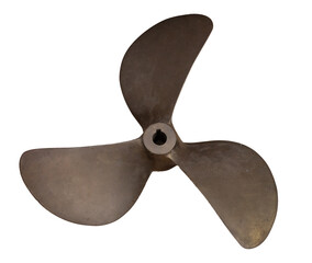 old variable-pitch propeller of ship on white, isolated.