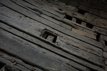background of  old wooden shipwreck