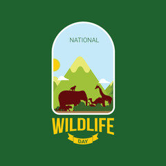 National wildlife day vector illustration. National wildlife  day themes design concept with flat style vector illustration. Suitable for greeting card, poster and banner.