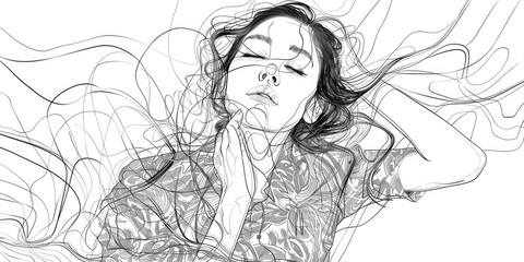 Fototapeta premium Creative Black and White Female Illustration