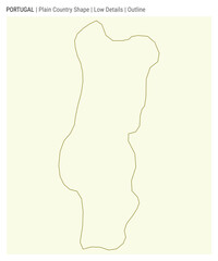 Portugal plain country map. Low Details. Outline style. Shape of Portugal. Vector illustration.