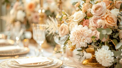 Elegant Wedding Decor in Gold and Soft Hues