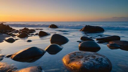 Finding balance in the midst of the sea and sunset, finding harmony with the sea and sunset, finding harmony with the sea and sunset, and forming a balance with the sea