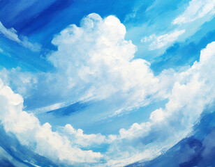 Namalowane niebieskie niebo i chmury