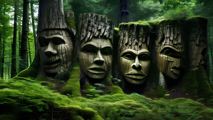 Whispering Woods - Ancient Faces Speak on the Wind